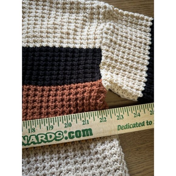 Hem & Thread Anthropologie Stripe Cardigan Women Sz Large Chunky Knit Open Front - Picture 5 of 11